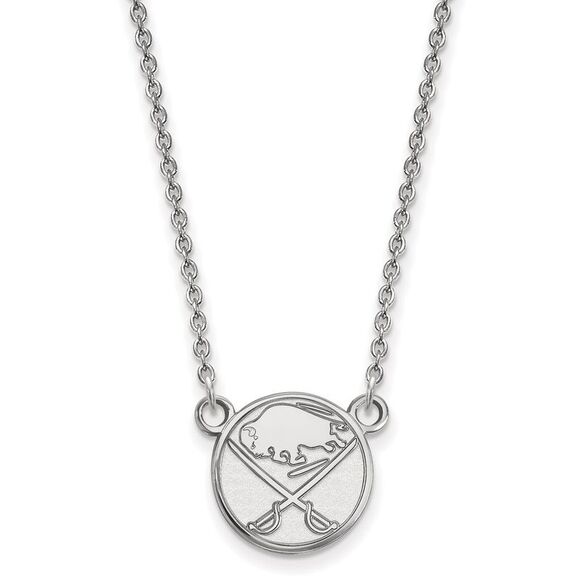 14k White Gold NHL Buffalo Sabres Small Necklace 18 Inch